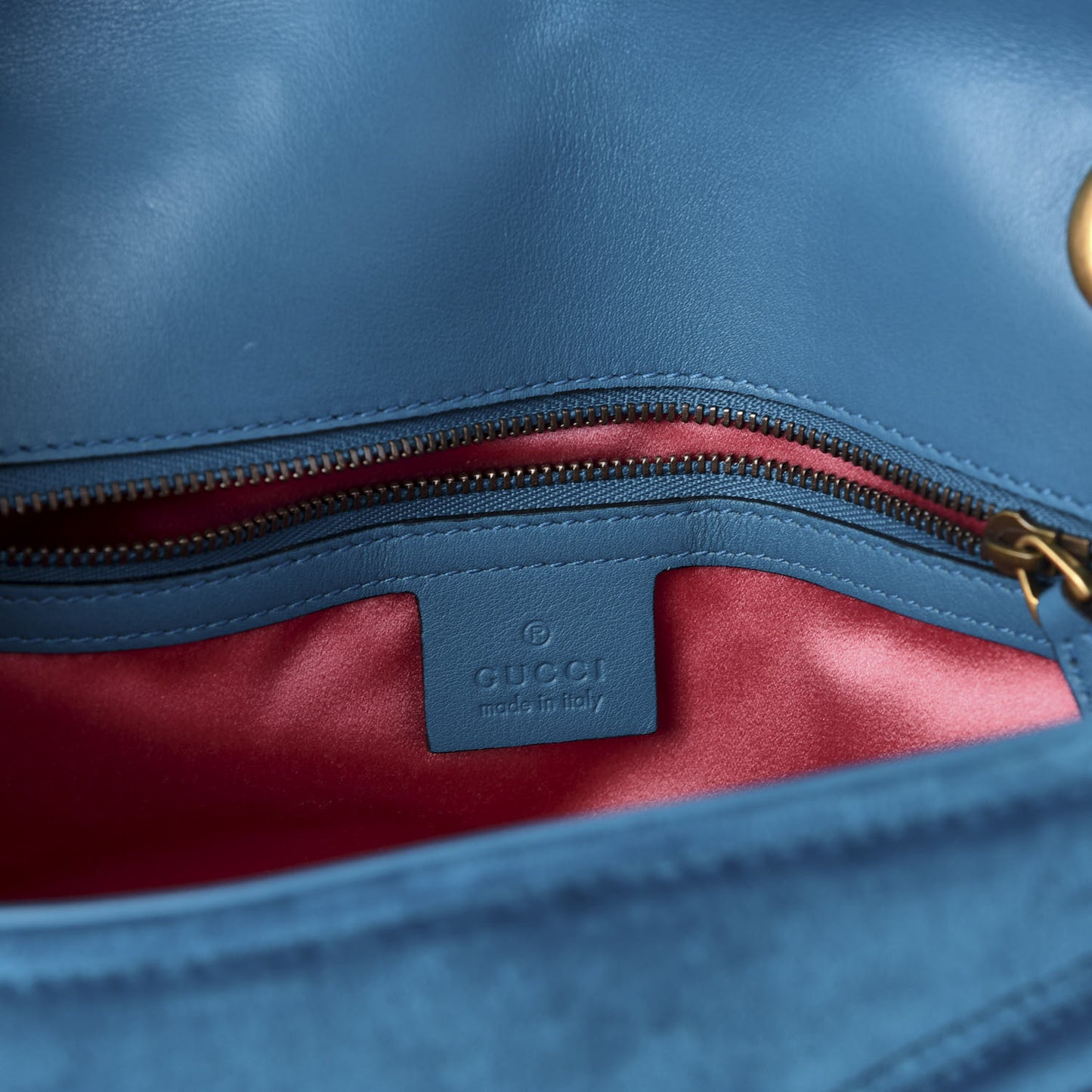 Velvet Matelasse Small GG Marmont Shoulder Bag Pavone Cyan
