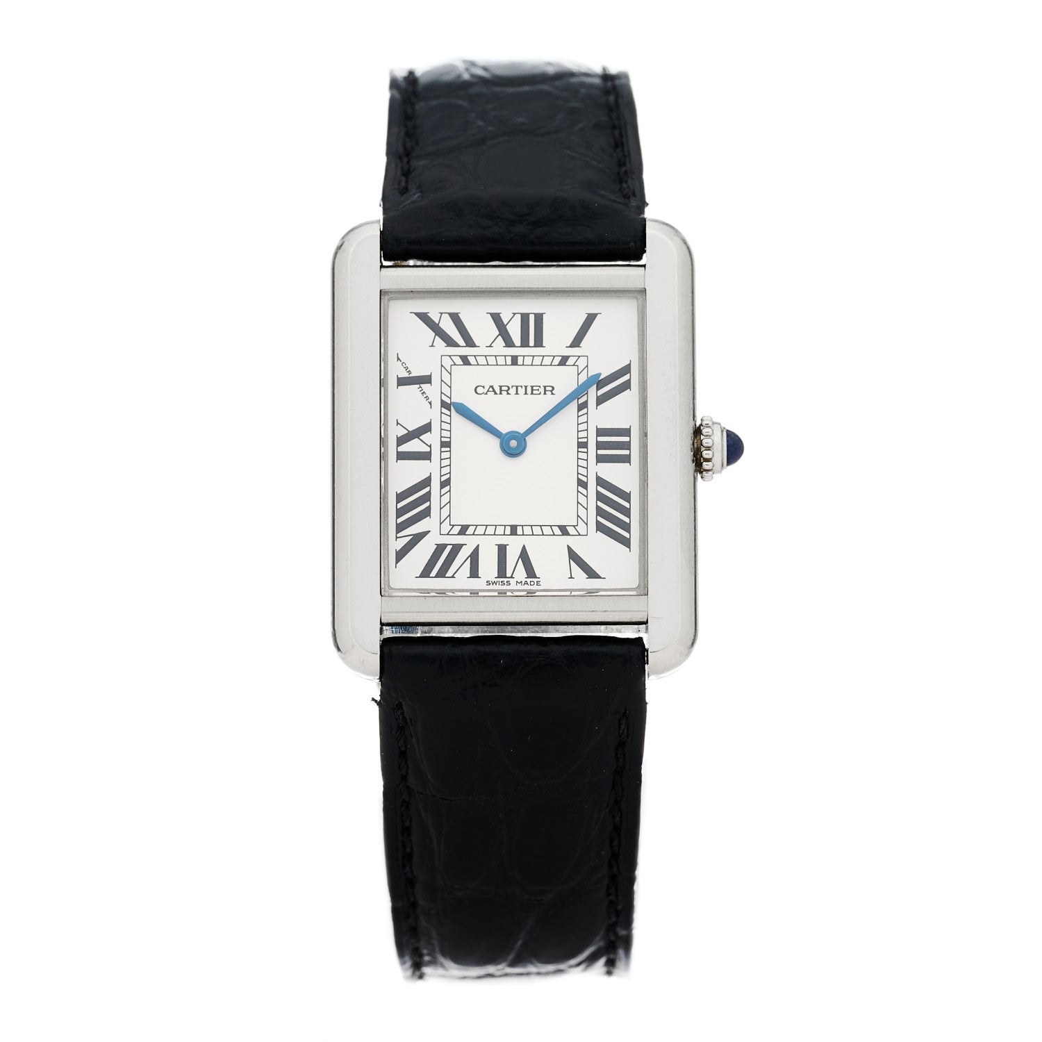 Cartier Stainless Steel Alligator 24mm Tank Solo Quartz Watch 1 of 5