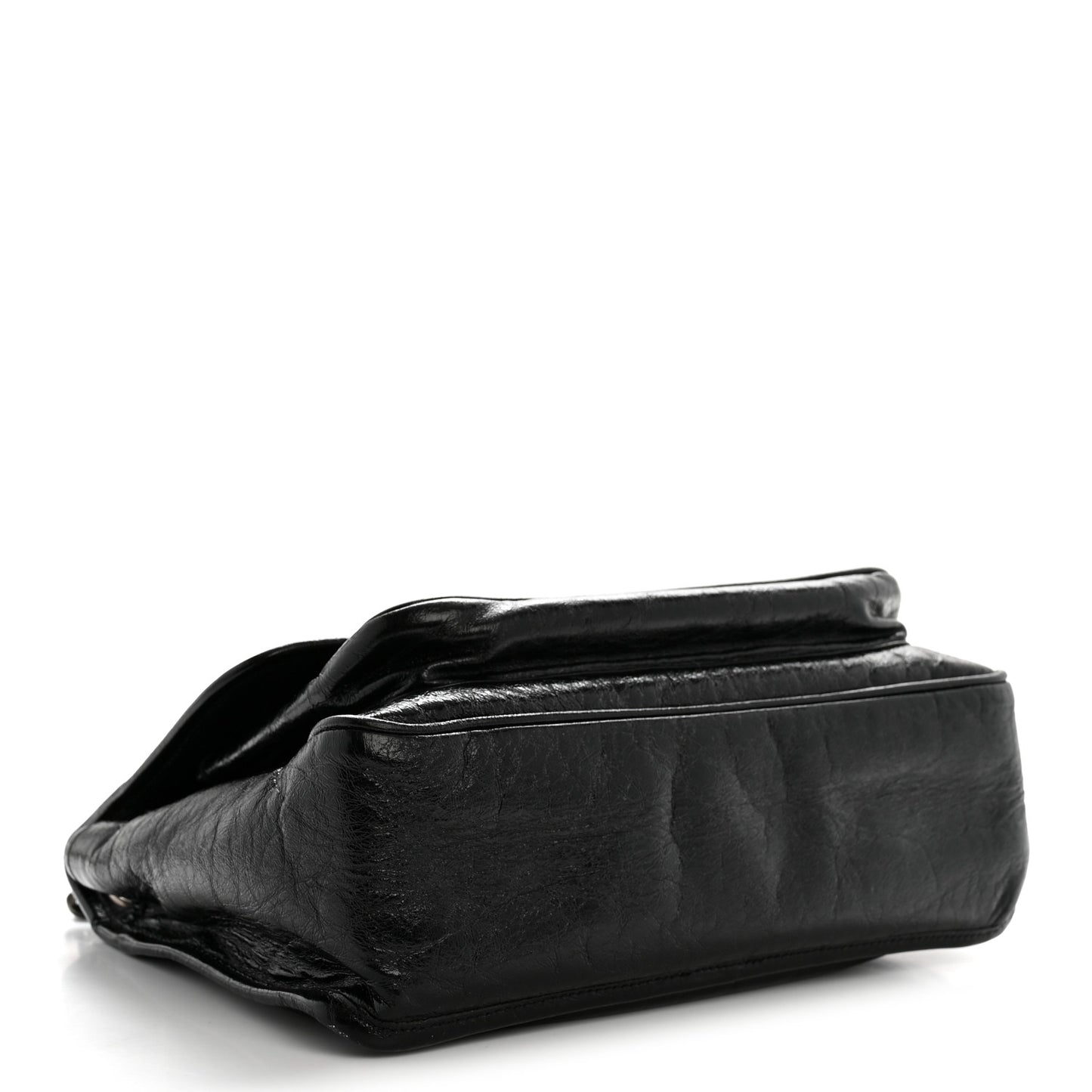 Crinkled Calfskin Monogram Medium Niki Chain Satchel Black