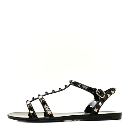 Valentino Garavani PVC Jelly Rockstud Caged Sandals 38 Black 1 of 12