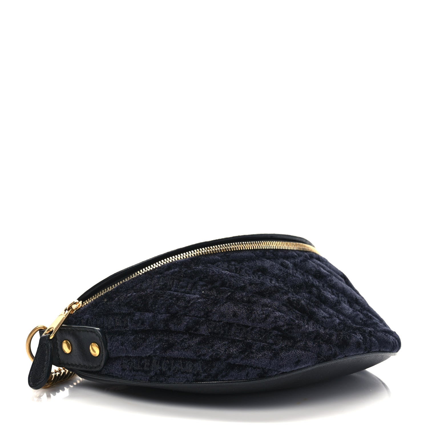 Balenciaga Crushed Velvet Logo Embossed XXS Souvenir Belt Bag Black 4 of 11