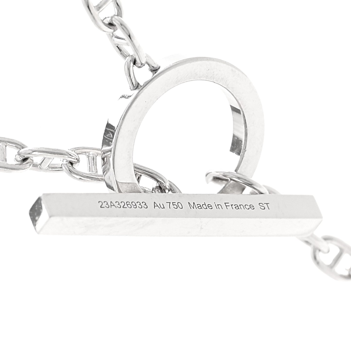 18K White Gold Diamond GM Chaine D'Ancre Contour Pendant Necklace ST