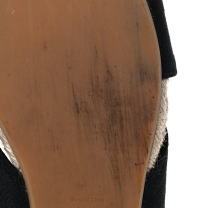 Christian Dior Canvas Embroidered Granville Espadrille Crisscross Flat Slide Sandals 37.5 Black 10 of 11