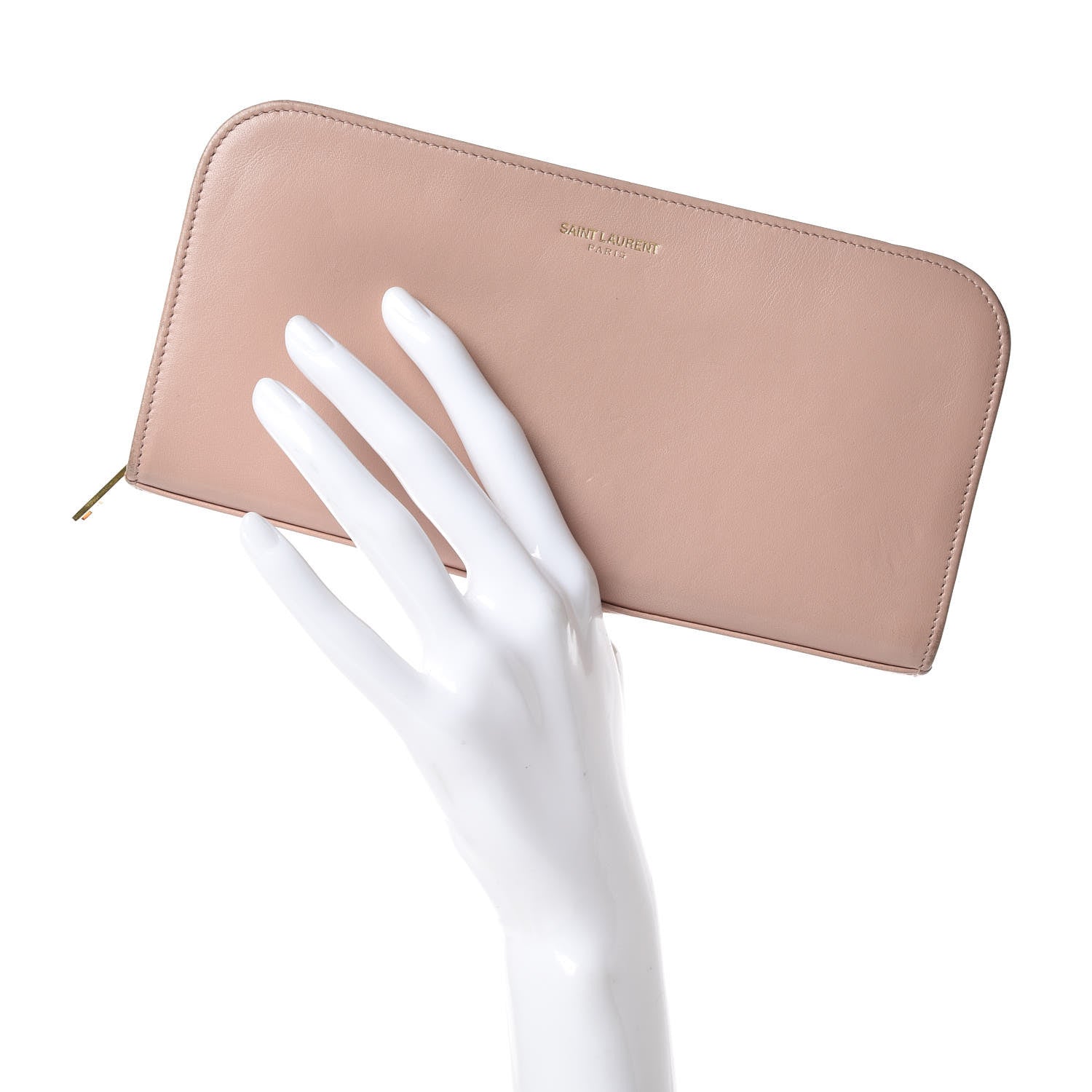 Saint Laurent Calfskin Classic Zip Around Wallet Pink 2 of 18