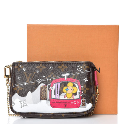 Louis Vuitton Monogram 2019 Christmas Animation Mini Courchevel Pochette Accessories Fuchsia 10 of 10