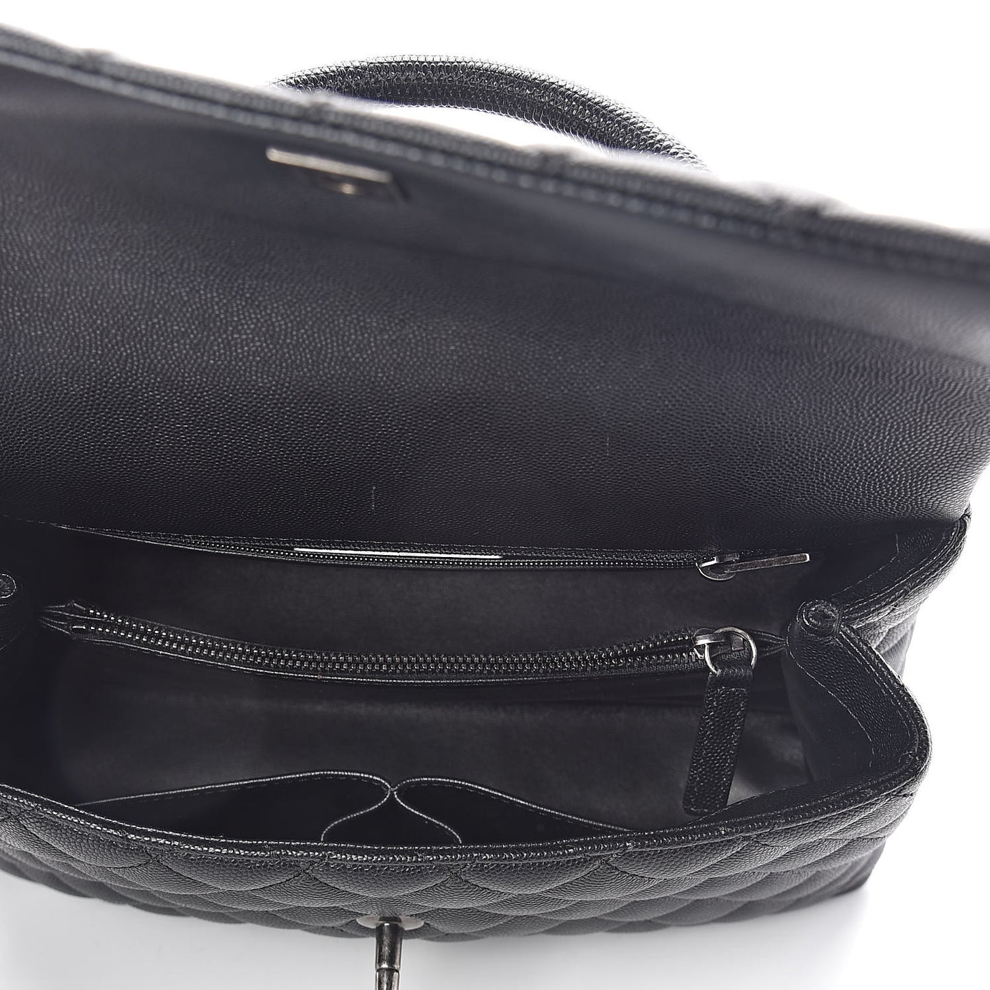 Caviar Lizard Quilted Small Coco Handle Flap Black