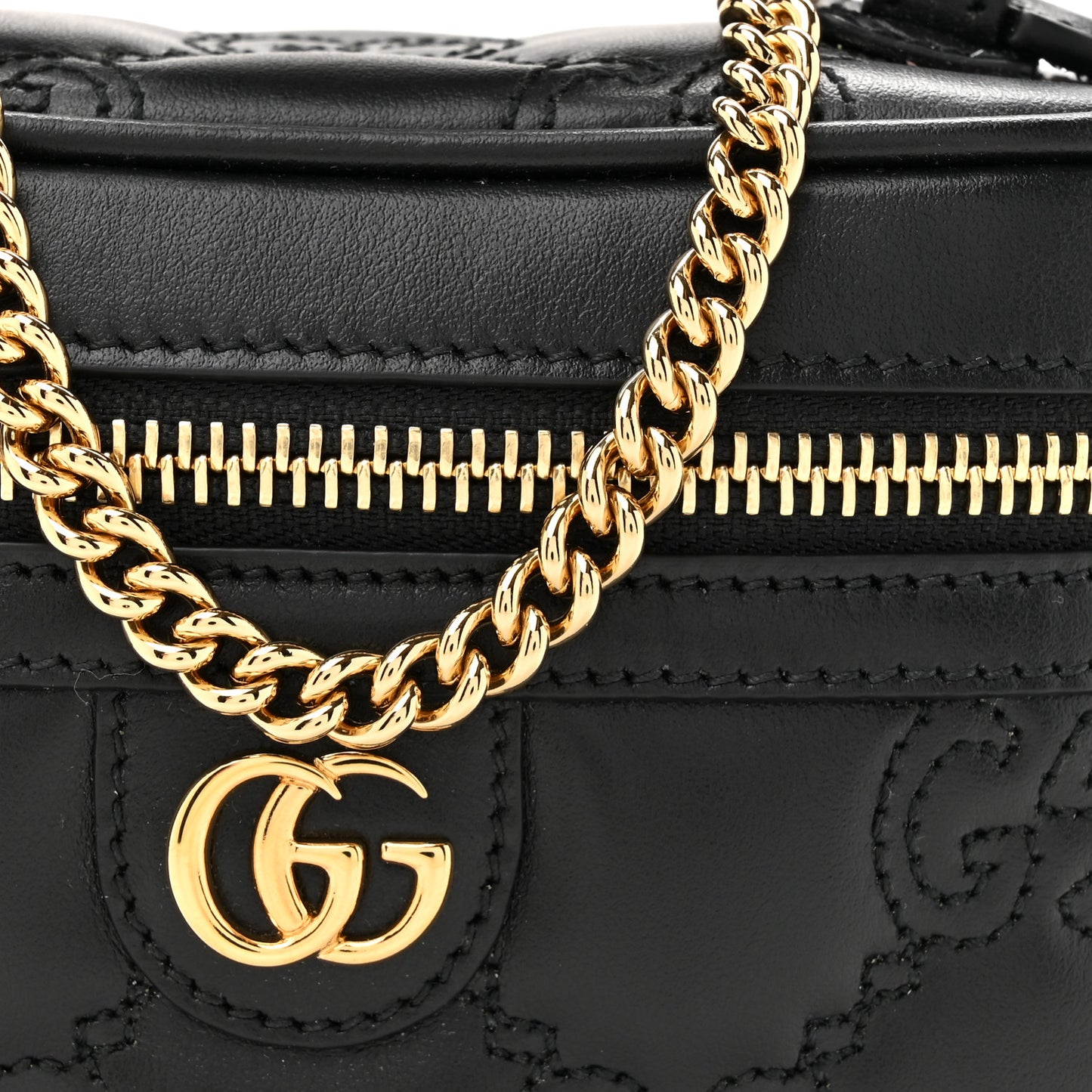 Calfskin GG Matelasse Mini Top Handle Bag Black