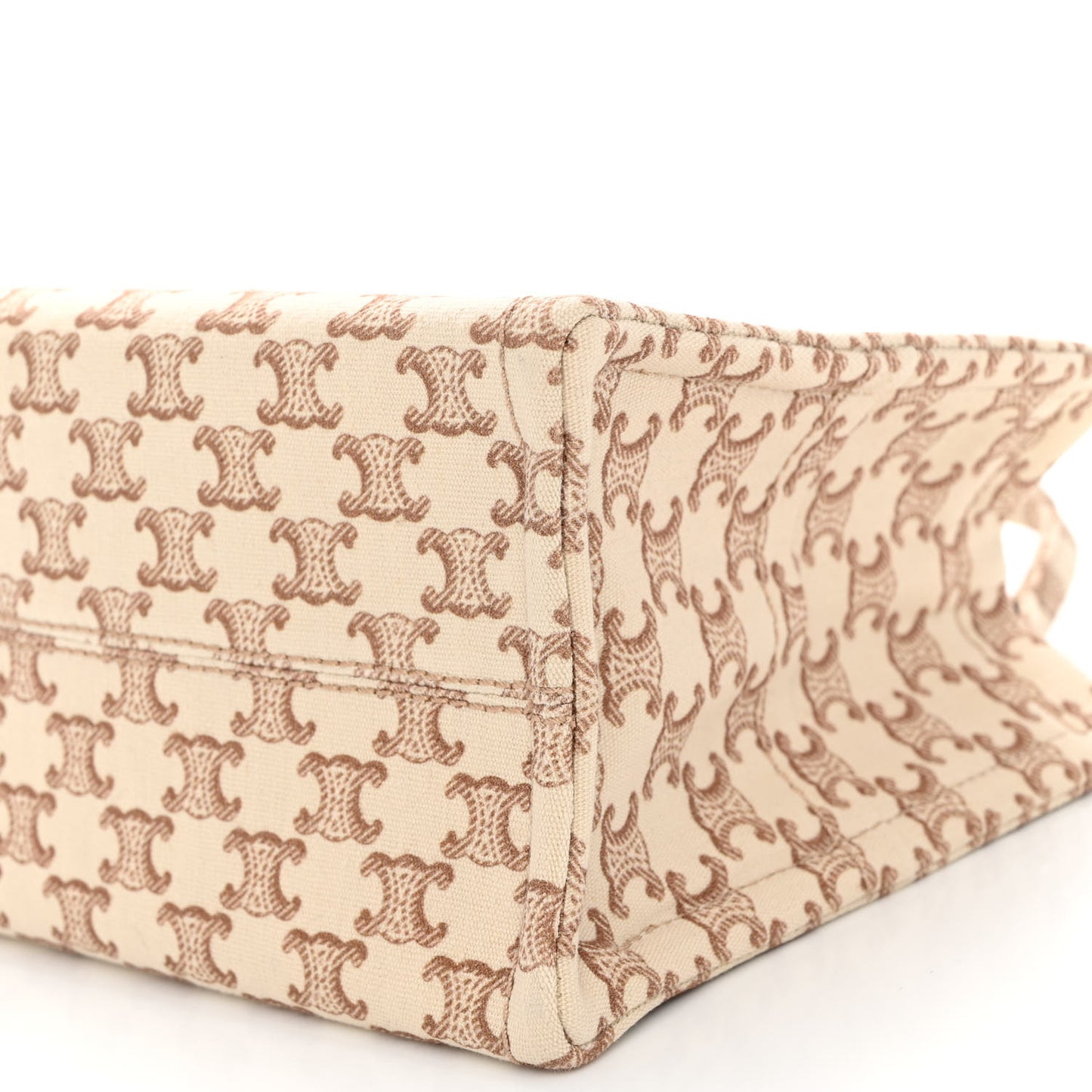 Canvas Calfskin Triomphe Print Small Cabas Thais White