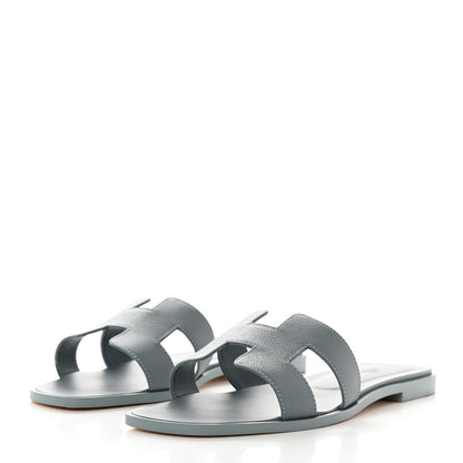 Hermes Epsom Oran Sandals 39.5 Gris Antarctique 3 of 9