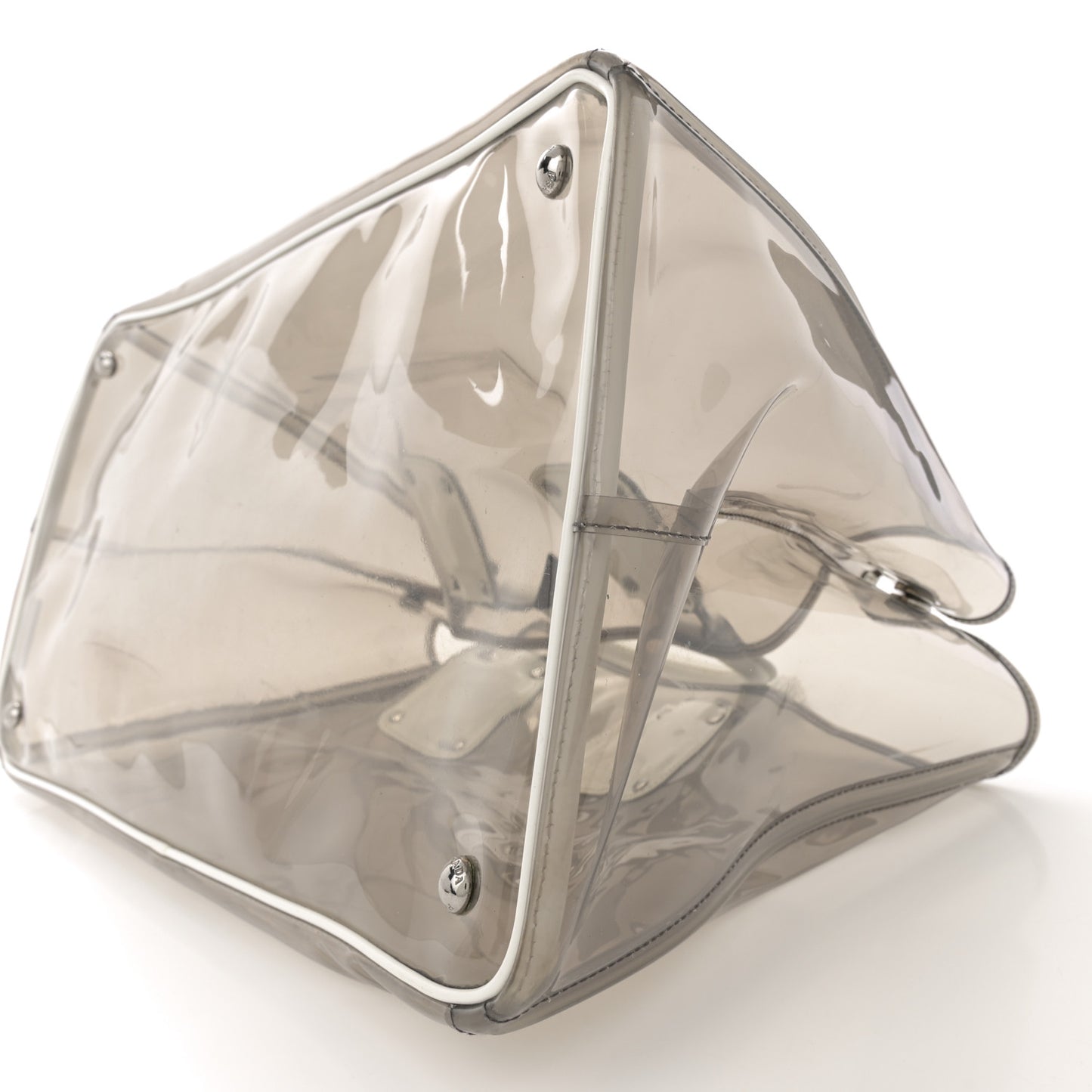 Vinyl Calfskin Tote Transparent White