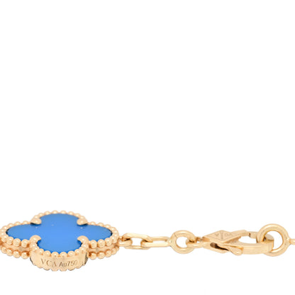 Van Cleef & Arpels 18K Yellow Gold Blue Agate 5 Motifs Vintage Alhambra Bracelet 3 of 4