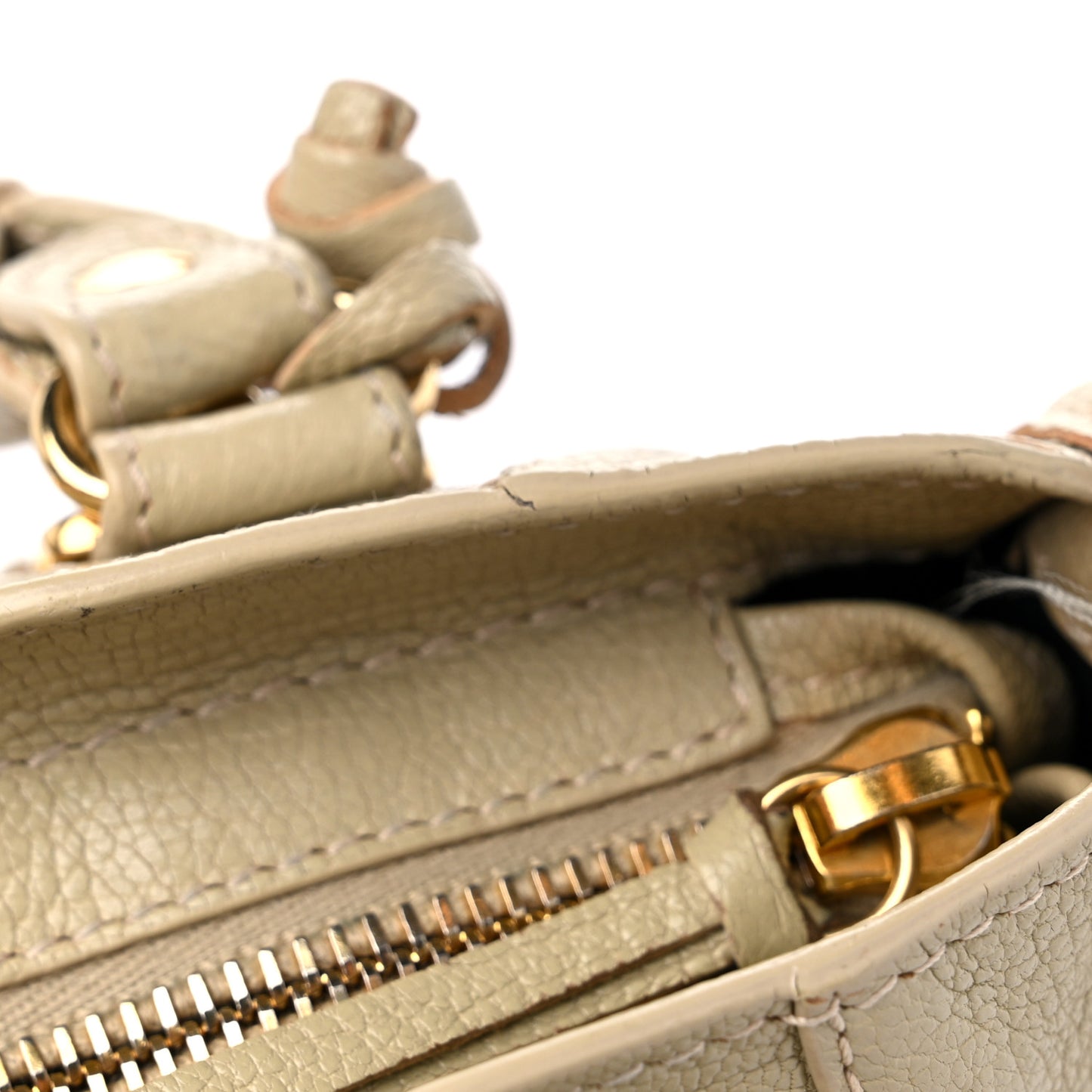 Chevre Gold Metallic Edge Hardware Mini City Beige Oryx