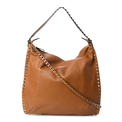 Valentino Garavani Vitello Rockstud Hobo Camel 1 of 12