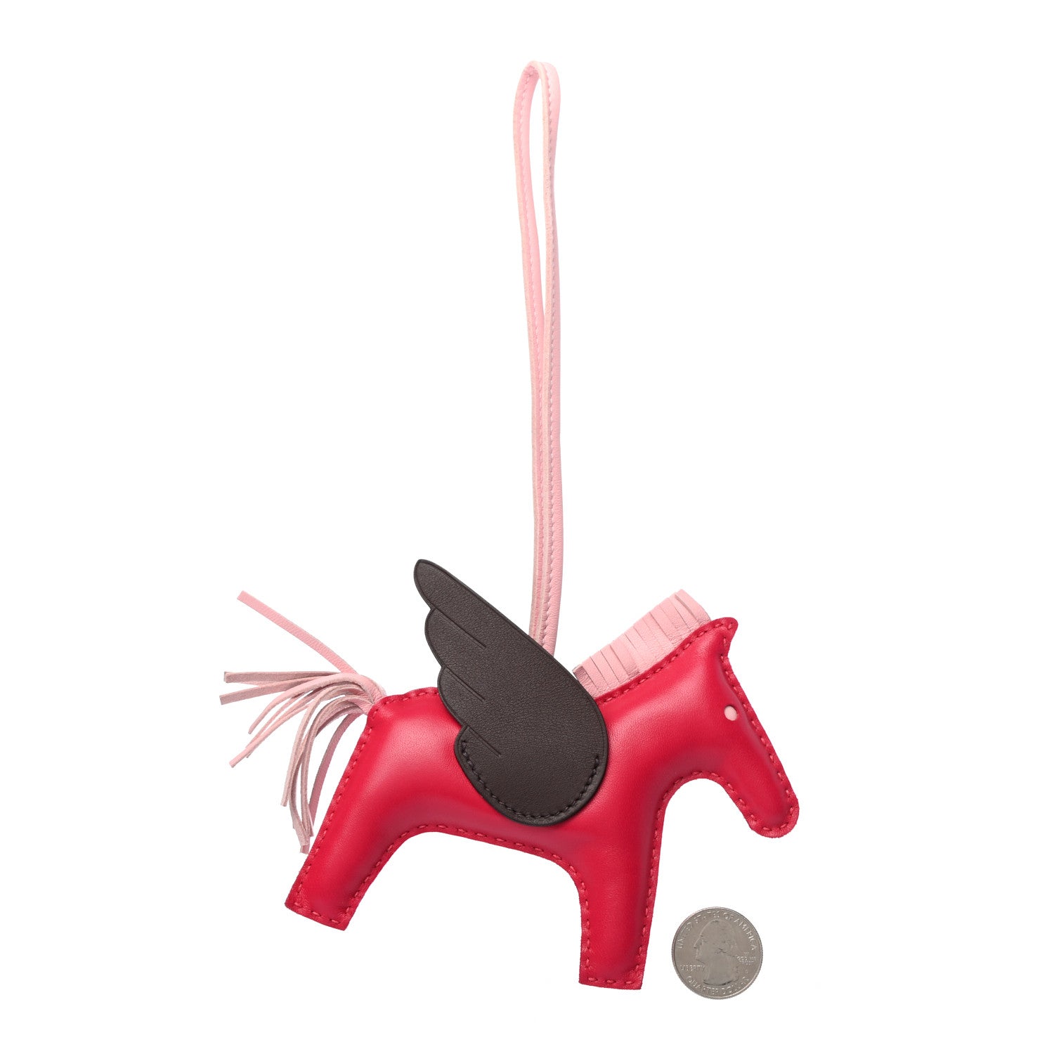 Hermes Milo Lambskin Grigri Rodeo Pegase Horse Bag Charm MM Framboise Rose Sakura Rouge Sellier 2 of 4