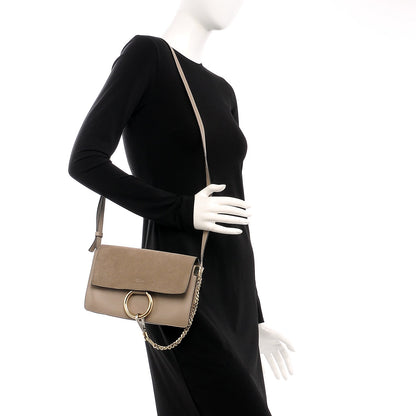 Chloe Suede Calfskin Small Faye Shoulder Bag Motty Grey 2 of 8