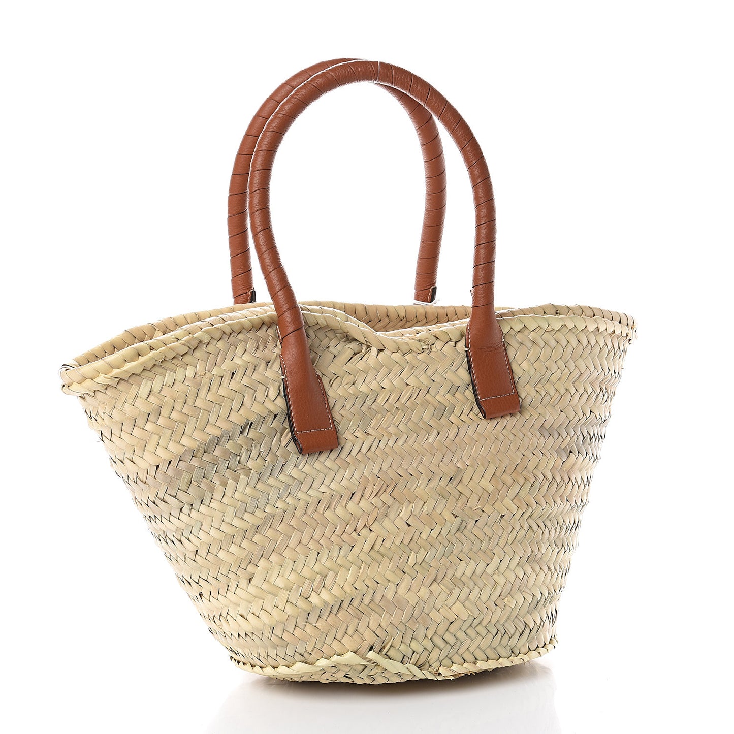 Raffia Small Grain Calfskin Medium Marcie Basket Tan