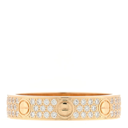 Cartier 18K Yellow Gold Diamond 4mm LOVE Wedding Paved Band Ring 51 5.75 1 of 4