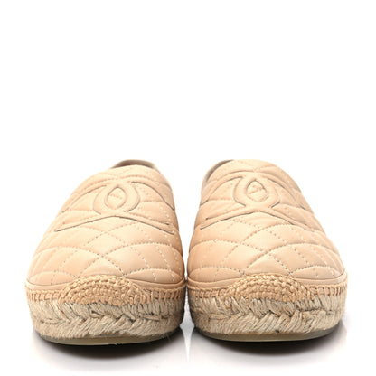 Chanel Lambskin Quilted CC Espadrilles 41 Beige 2 of 9