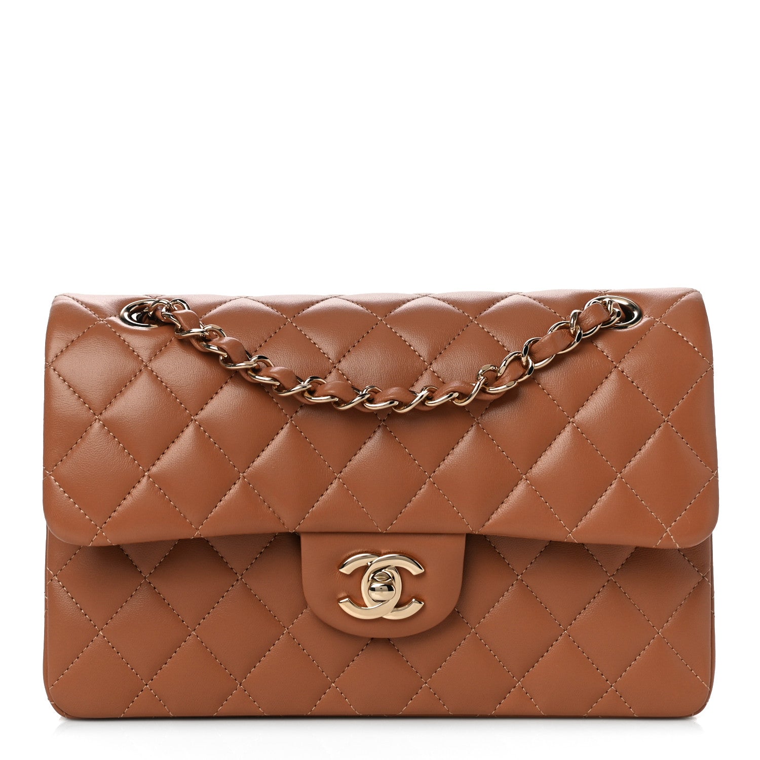Chanel Lambskin Quilted Small Double Flap Brown 1 of 11