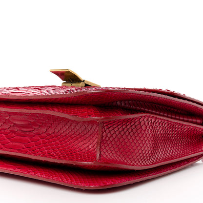 Celine Snakeskin Medium Classic Box Flap Red 11 of 15