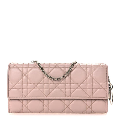 Christian Dior Lambskin Cannage Lady Dior Rendezvous Wallet On Chain Light Pink 1 of 10