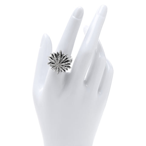 Sterling Silver Diamond 25mm Starburst Ring 57 8