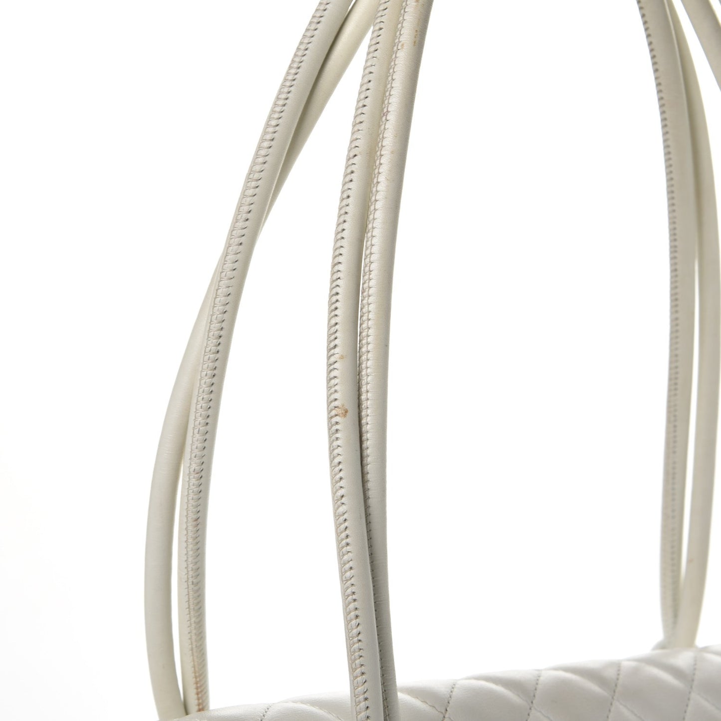 Calfskin Quilted Large Cambon Flap White Black