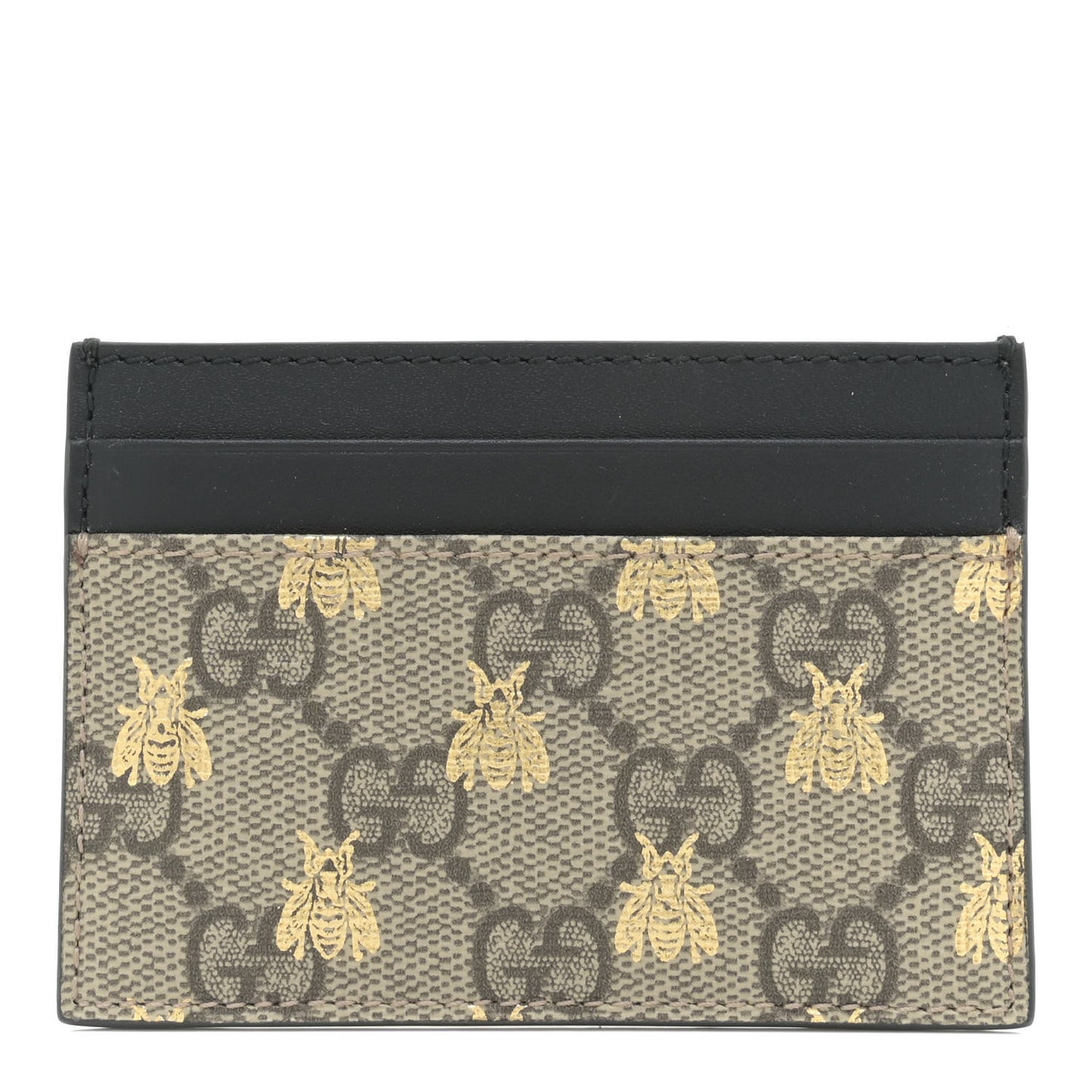 GG Supreme Monogram Bees Card Holder Black