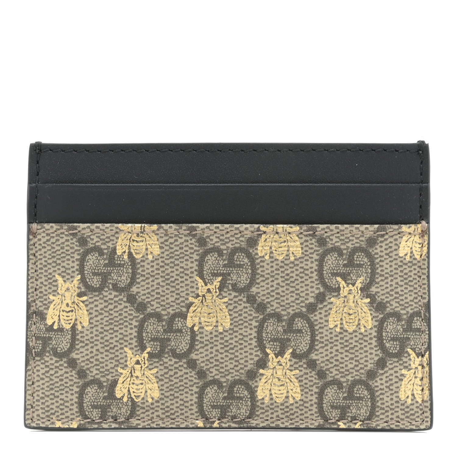 Gucci GG Supreme Monogram Bees Card Holder Black 1 of 9