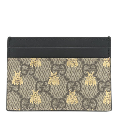 Gucci GG Supreme Monogram Bees Card Holder Black 1 of 9