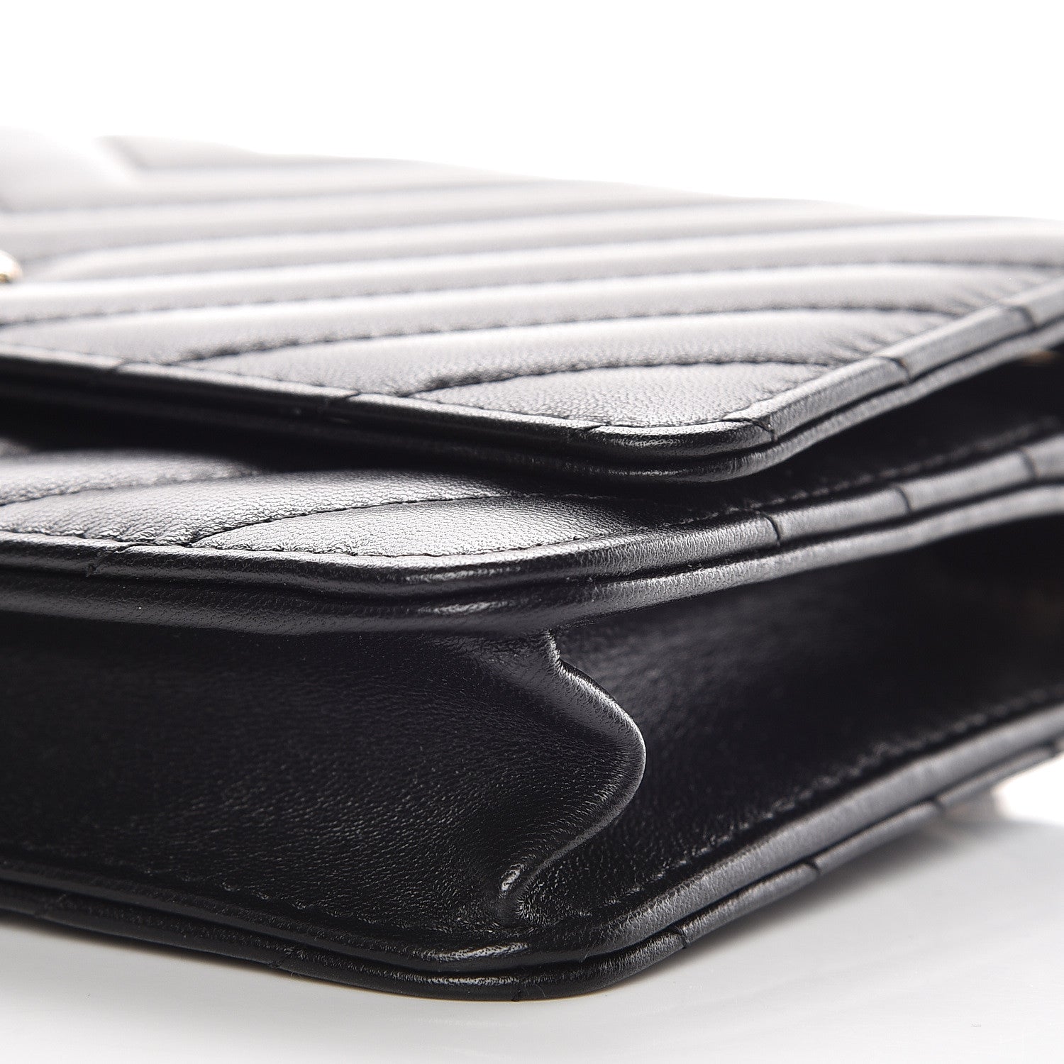 Chanel Lambskin Chevron Quilted Trendy CC Chain Wallet Black 6 of 13