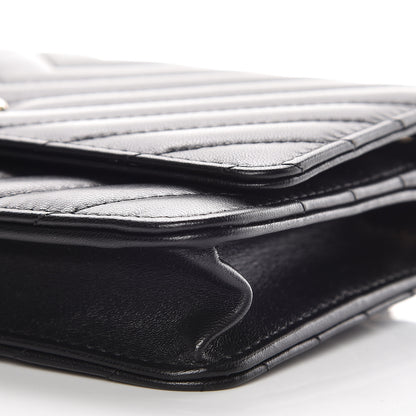 Chanel Lambskin Chevron Quilted Trendy CC Chain Wallet Black 6 of 13