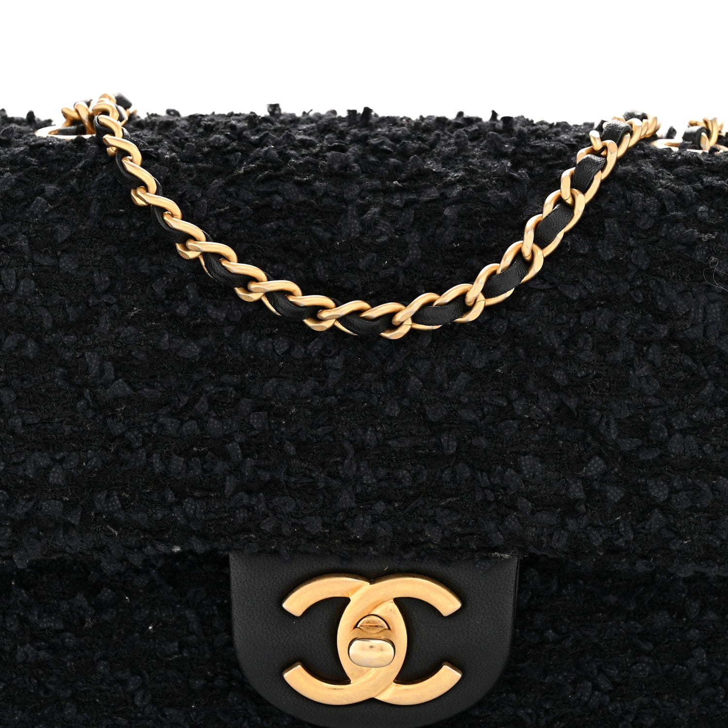 Chanel Tweed Quilted Mini Side Pearl Flap Bag Black 20 of 37