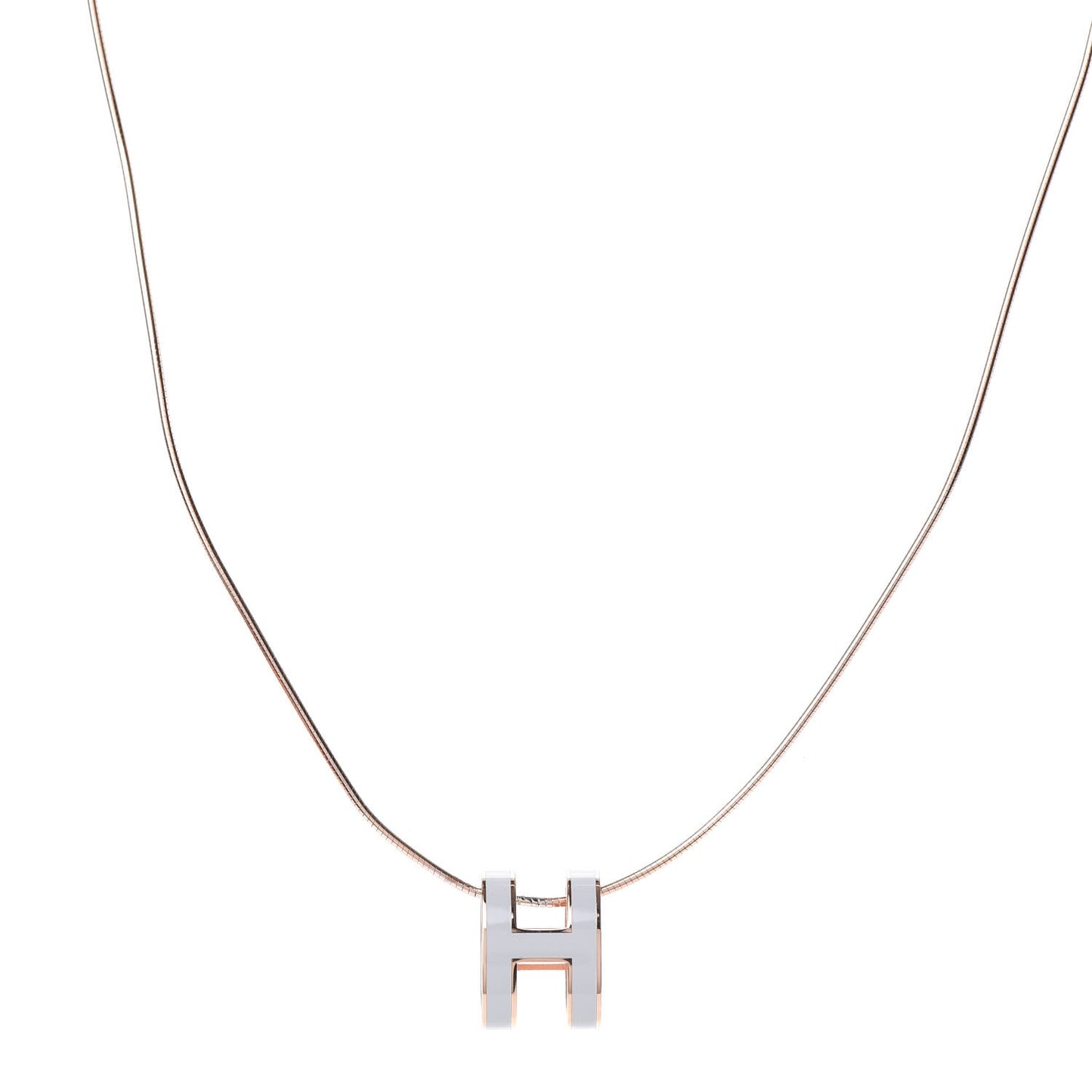 Lacquered Rose Gold Pop H Pendant Necklace White