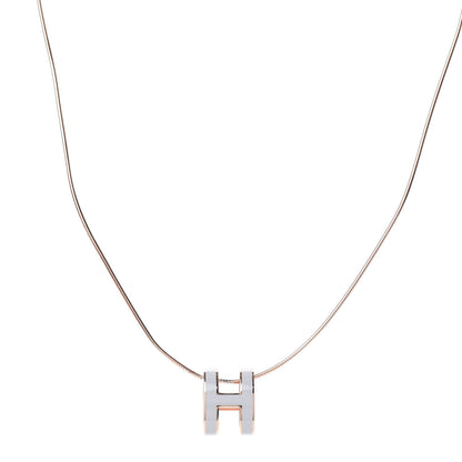 Hermes Lacquered Rose Gold Pop H Pendant Necklace White 1 of 5