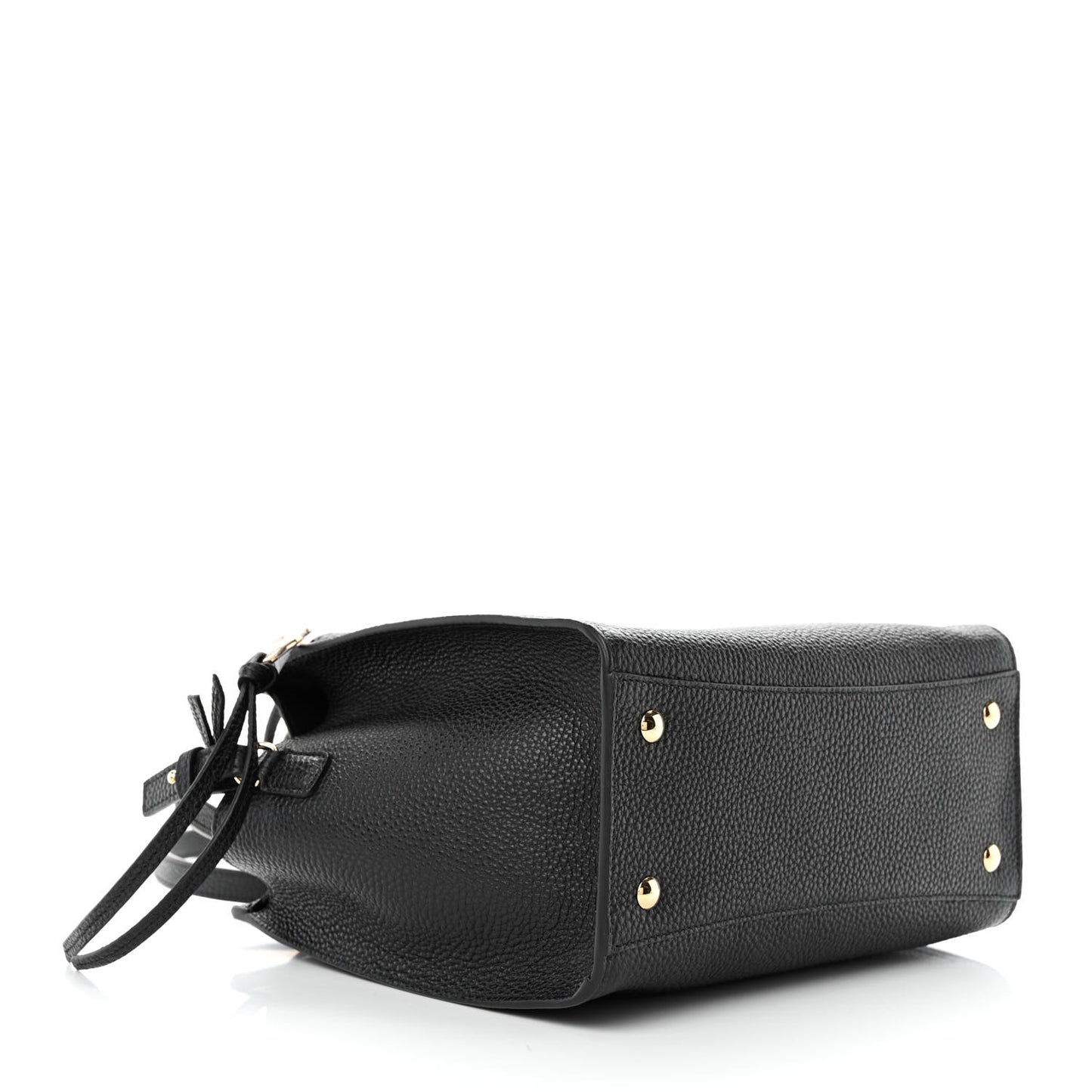 Hammered Calfskin Double Handle Small Amy Tote Black