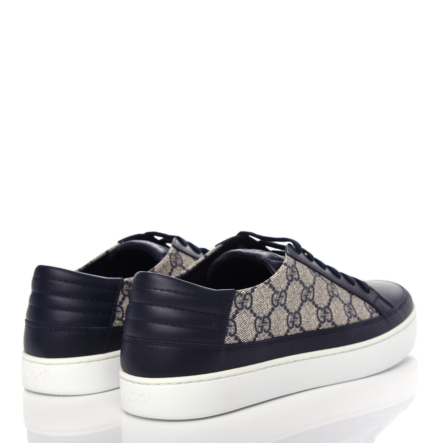 GG Supreme Monogram Calfskin Mens Low Top Sneakers 9 Blue Beige