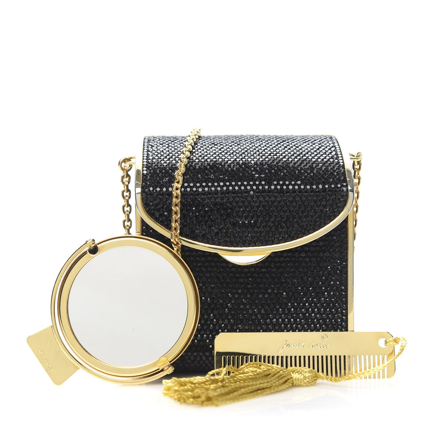 Swarovski Crystal Minaudiere Clutch Black Gold