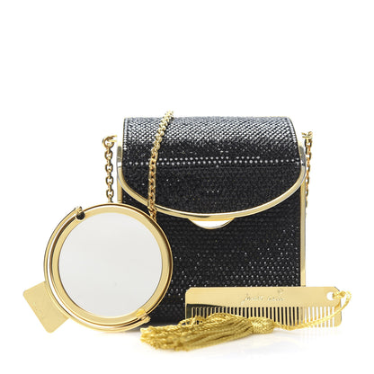 Judith Leiber Swarovski Crystal Minaudiere Clutch Black Gold 10 of 10