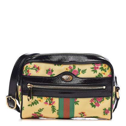 Gucci Canvas Patent Web Floral Embroidered Mini Ophidia Shoulder Bag 1 of 10