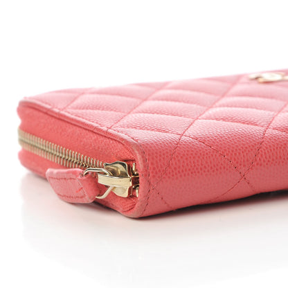 Chanel Caviar Quilted Large Gusset Zip Around Wallet Pink 9 of 12