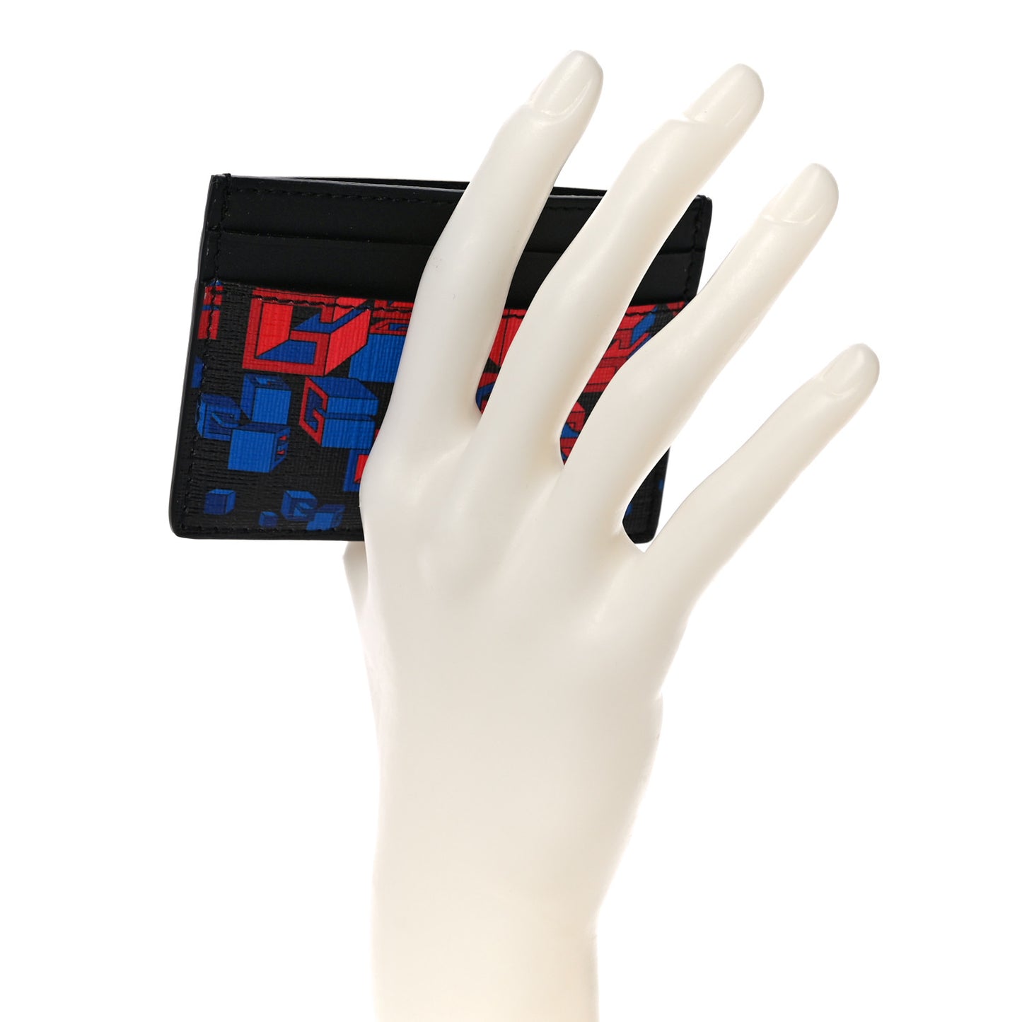 Canvas Moon Calfskin G Supreme Space Print Card Holder Black Red Blue