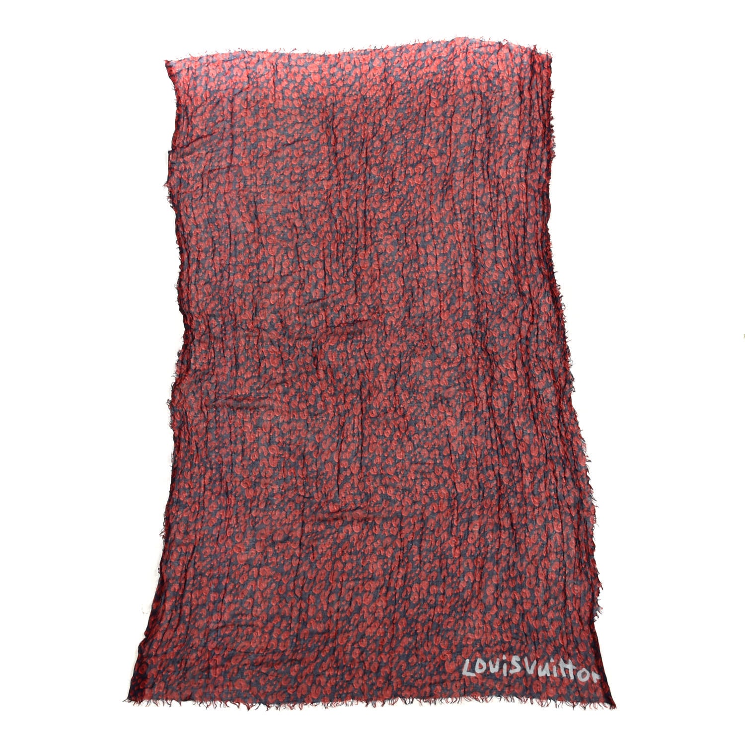 Louis Vuitton Cotton Leopard Stole Rouge Fauviste 1 of 3