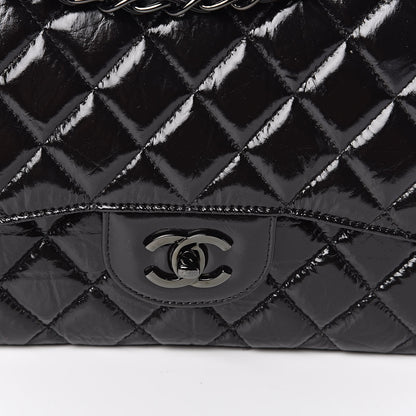 Chanel Shiny Distressed Calfskin Quilted Jumbo Double Flap So Black 10 of 10