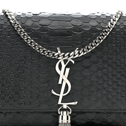 Saint Laurent Snakeskin Medium Classic Monogram Kate Tassel Satchel Black 8 of 15