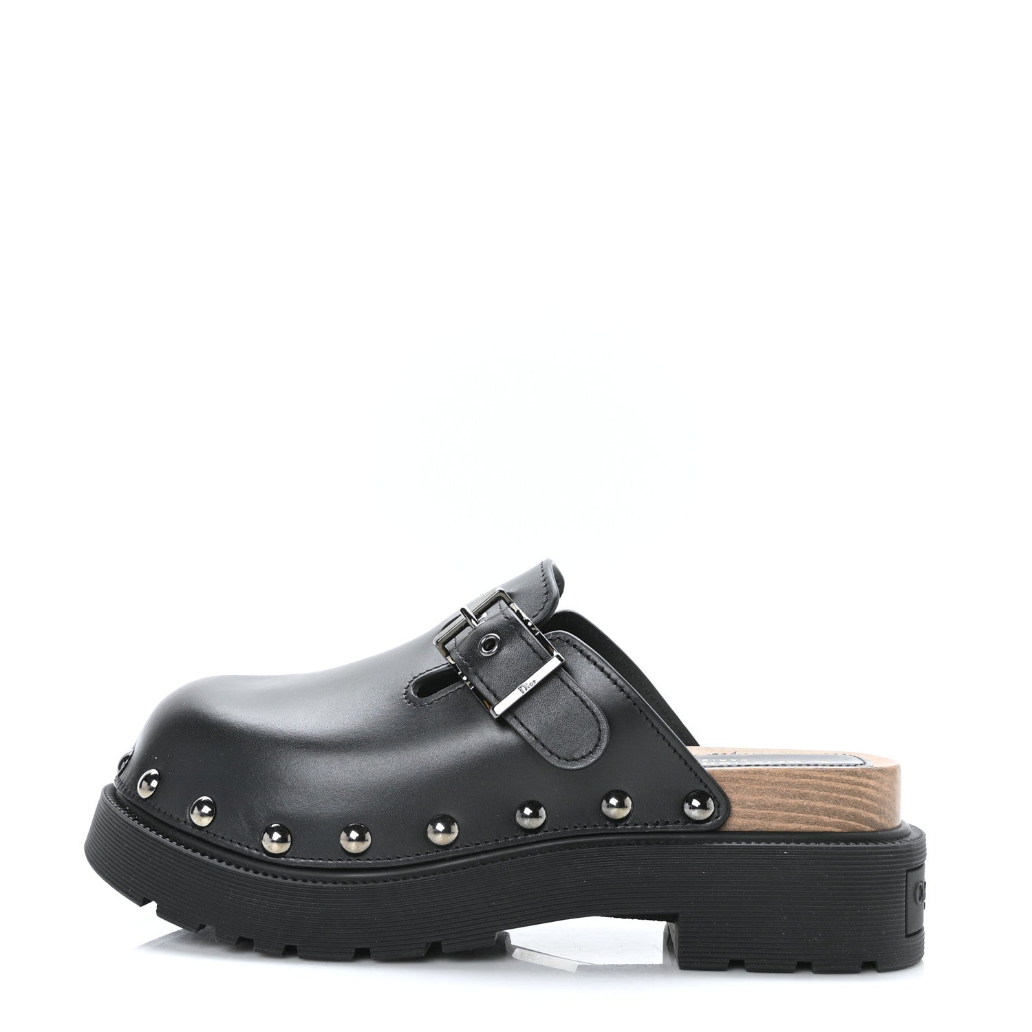 Christian Dior Calfskin Diorquake Buckled Lug Sole 15mm Clogs 37 Black 1 of 9