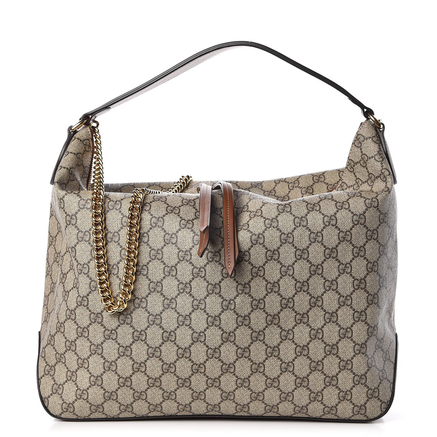 GG Supreme Monogram Large Linea A Hobo Light Brown