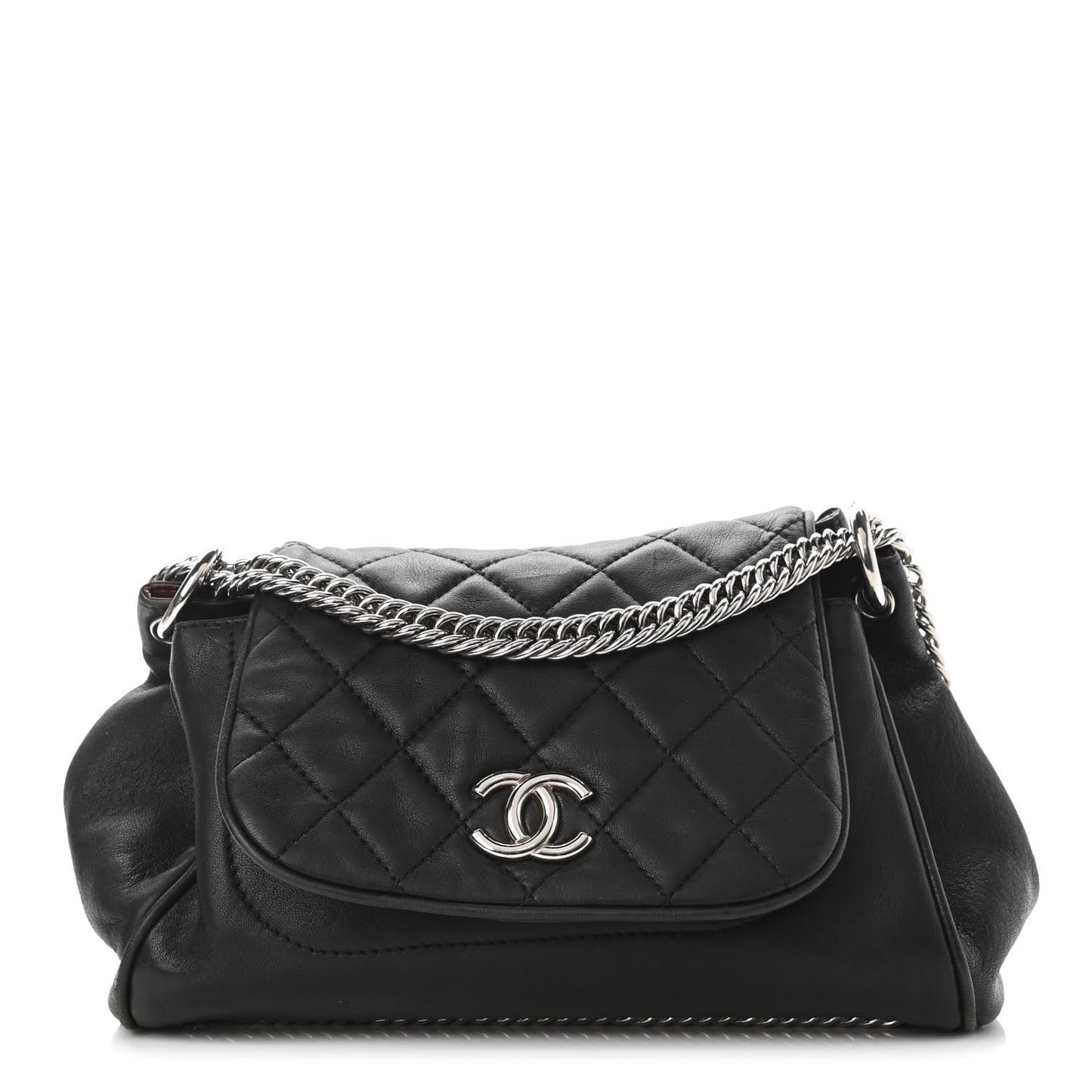 Sheepskin Quilted Accordion Flap Black