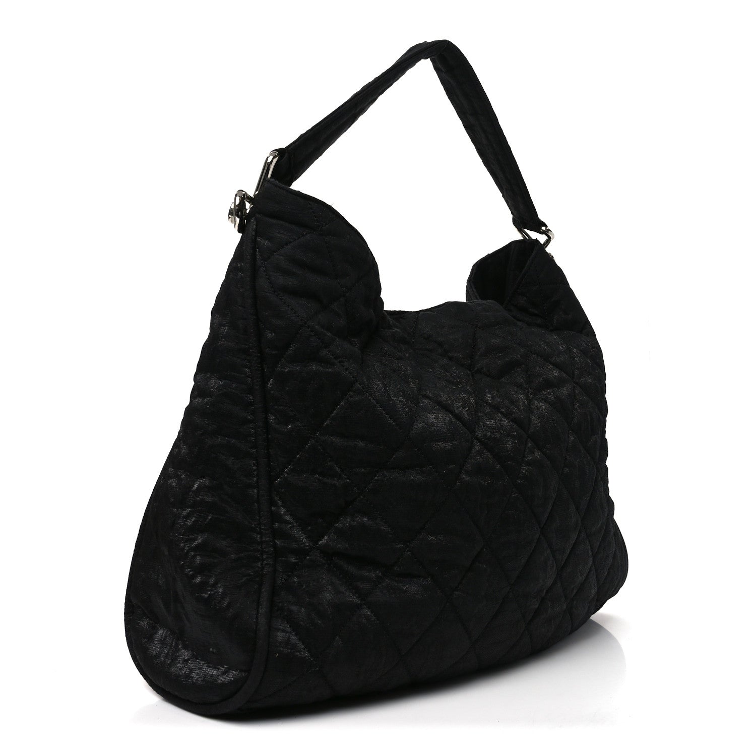 Chanel Crinkled Coated Canvas Le Marais Hobo Black 3 of 12