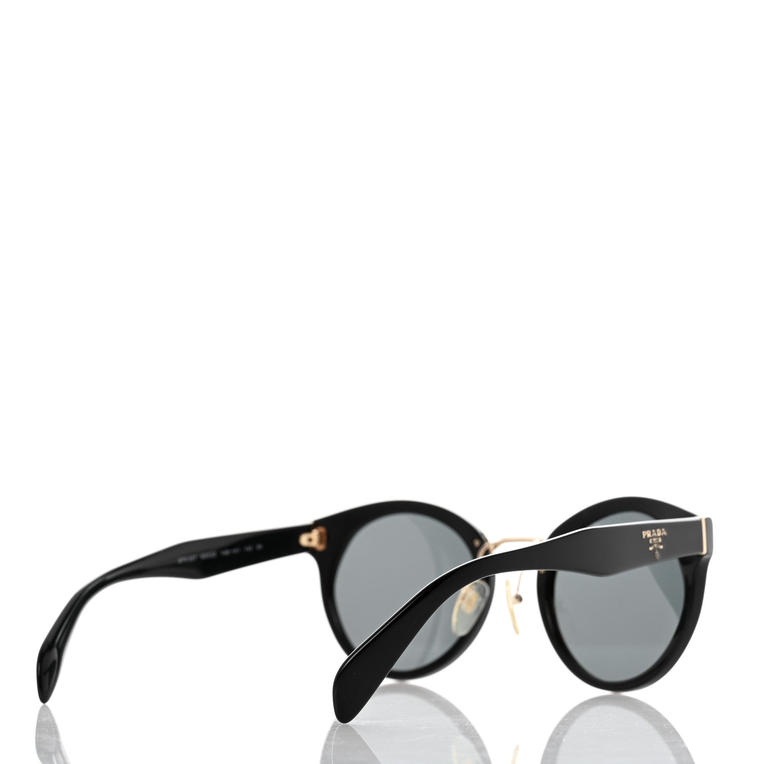 Prada Round Sunglasses SPR 05T Black 4 of 8